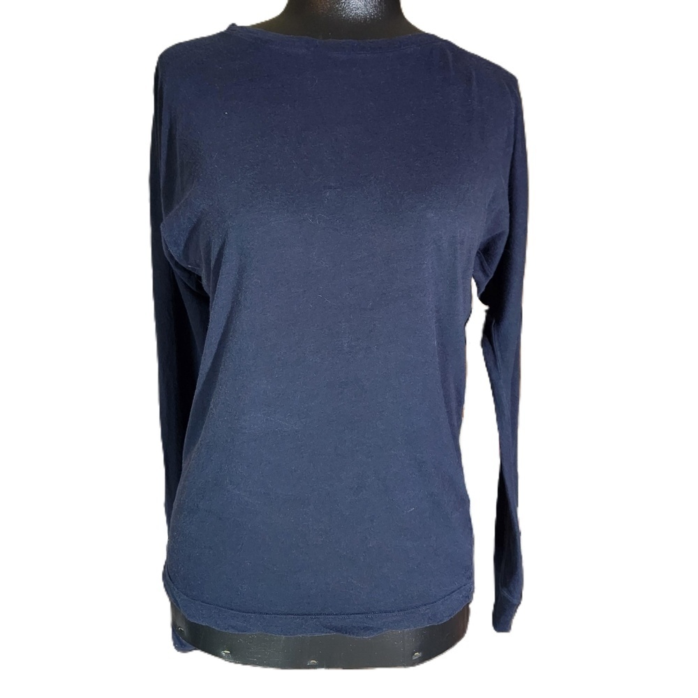 Club Monaco Navy Round Neck Long Sleeve Shirt Medium